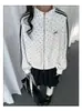 Sudadera cárdigan de punto con estampado de lunares estilo vintage americano, cuello alto, para mujer y hombre, chaqueta deportiva de otoño e invierno, estilo asiático ligero Y2K