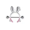 Anillo para Pezón Transfronterizo de Nuevo Producto Incrustado con Circonio en Forma de Abanico Cabeza de Gato con Corazón Cabeza de Conejo Acero Inoxidable Circonio de Colores Clavos para Pezón Europeos y Americanos Venta al por Mayor en Línea