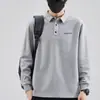 Camisa Polo para Hombre Otoño/Invierno 2026 con Cuello de Solapa, Corte Holgado, Manga Larga, Forro Polar, Nuevo Bordado, Top Casual de Negocios