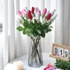 Flores Artificiales con Tacto Real, Flores Falsas de Gama Alta tipo Rosa, 3 Cabezas, Sensación Hidratante y Realista, para Decoración de Hotel y Hogar, Venta al por Mayor de Comercio Exterior Transfronterizo