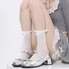 Meias com laço de renda estampado, estilo Lolita JK, com meias Mary Jane de algodão macio e respirável, perfeitas para o verão.
