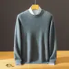 Suéter Masculino de Cashmere Gola Redonda Cor Sólida, Engrossado para Aquecimento no Outono e Inverno, Suéter de Tricô Pulôver Casual Solto