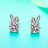 Aretes de conejo de 1 quilate color D ocho corazones ocho flechas aretes de moissanita regalo para novia plata esterlina S925 una generación de cabello