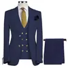 Trajes Europeos y Americanos Transfronterizos para Hombre, Trajes de Negocios, Trajes Pequeños, Trajes de Banquete de Boda Ajustados de Doble Botonadura, Trajes de Tres Piezas
