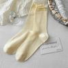 Meias de Renda Estilo Ballet Novas para Mulheres 2026, Meias de Malha de Cano Médio para Primavera e Verão, Meias com Babados Vazadas Estilo Coreano