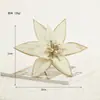 Decoraciones Navideñas 25cm Flor de Navidad Blanca Retro Artificial Falsa Hecha a Mano Flor de Tela Arreglo Florero Accesorios
