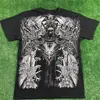 Camiseta de Manga Curta com Estampa Grande de Caveira Retrô Tamanho Grande Solta Top Streetwear Punk Escuro Y2K Harajuku