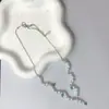 [Original] Collar de Piedras Pequeñas Estilo Francés La Mer Ripple de Nicho Ultra-Fairy para Mujer, Lujo Ligero, Elegante, Simple, Nuevo Diseño de Candado