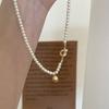 Collar Único de Perlas Cepilladas de Diseñador para Mujer, Cadena para Suéter de Bolas Doradas y Plateadas Anudada, Versátil, Lujo Ligero, Sensación de Alta Gama