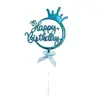 Inserto de Plástico para Pastel de Repostería Personalizado Tridimensional Transfronterizo Corona Infantil Decoración Feliz Cumpleaños Inserto Postre de Fiesta