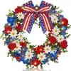 2026 Día de la Independencia Estadounidense Bestseller Transfronterizo Corona del Día de la Independencia Adecuada para Puerta Principal Día de los Caídos Flores Artificiales