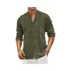2026 Aliexpress Transfronterizo Nuevo Cárdigan para Jóvenes Hombres Botones Color Sólido Casual Cuello Alto Manga Larga Camisa