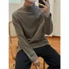 Camiseta Básica Suelta de Color Sólido Estilo Coreano de Cuello Medio Alto Ropa Interior de Otoño e Invierno Ropa Exterior Camiseta
