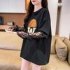 Playera de Algodón Puro con Encaje Pesado de Moda para Mujer, Estilo Lazy con Letras Elegantes, Top Adelgazante Falso de Dos Piezas Ins