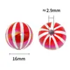 Acessórios para Joias Artesanais DIY de Natal Contas de Abóbora Listradas Vermelho e Branco Coloridas com Galvanoplastia UV Contas de Fio Contas Soltas