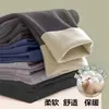 Calzoncillos largos de terciopelo para hombre, terciopelo de doble cara, gris, cintura alta, tiro profundo, talla grande, leggings de lana sueltos