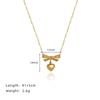 XL551 Han Feng Arco Amor Tridimensional Collar Dulce Cadena Clavícula Acero Titanio Chapado Oro 18K Joyería