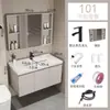 Set de gabinete para lavabo de baño estilo crema para espacios pequeños, lavabo cerámico integrado para uso doméstico