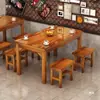 Mesas y sillas de hotel de madera maciza carbonizada, mesas y sillas de restaurante de comida rápida, mesas y sillas de tienda de fideos, bocadillos, restaurante de barbacoa y hot pot, combinación de mesa y silla de comedor comercial