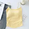 Camisola Dulce y Picante para Mujer con Pliegues, Copas Integradas, Se Puede Usar como Capa Interior o Exterior, Diseño Elegante, Corte Ajustado, Hermoso Top de Espalda, Se Puede Combinar con Pegatinas para el Pecho