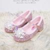 Zapatos de Algodón con Tacón Alto para Niñas 2025 Otoño e Invierno Nuevo Estilo Cálidos Forrados de Felpa Zapatos de Princesa Cristal Elsa con Diseño de Una Correa para Niños