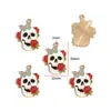 Cabeza de Calavera de Halloween Flor de Calavera Joyería de Aleación Colgante DIY Pendientes Collar Accesorios de Joyería W516