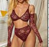 Lencería Sexy Transparente de Encaje para Mujer Conjunto Sexy Casual Transpirable de Tirantes Cuello en V Sin Cintura Stock Listo Conjunto