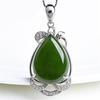 Colgante Yihua Clásico Elegante Flor Hoja Calcedonia con Colgante Jaspe Colgante Jade Forma de Gota Collar Colgante Elegante