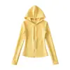 Sudadera Deportiva con Capucha y Cremallera Estilo Americano Picante para Mujer, Otoño e Invierno 2025 Ajustada Versátil Color Sólido Chaqueta Cárdigan Top