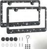 Marco Brillante para Placa de Matrícula Acrílico con Pedrería Imitación Diamante Accesorios para Coche Soporte Mate para Placa de Matrícula Accesorios para Coche con Cubierta para Tornillo