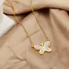 Fábrica de Joyería Jinruiya Acero de Titanio Estilo Hada Pequeña Cadena para Suéter Colgante de Mariposa Collar Acero Inoxidable Personalización