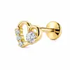 Aretes con forma de corazón y studs para labio de aleación de titanio G23 grado implante, joyería popular europea y americana para piercing corporal de mujer, en stock al por mayor