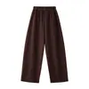 Calça Longa Casual Feminina Yuyue Novo Estilo Micro-Arco Curvada, Seda Solta Emagrecimento Quente, Cintura Elástica que Não Cede