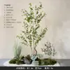 Plantas Verdes Simuladas com Toque de Luxo, Combinação de Paisagismo com Plantas Artificiais, Conjunto Completo de Decorações para Janelas Internas, Design Criativo Biomimético Estilo Wabi-Sabi