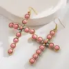 Pendientes de Estilo Étnico Retro Bohemio Más Vendidos Transfronterizos con Temperamento Exagerado de Aleación Turquesa Pendientes de Cruz para Mujer