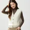 Colete Cardigan Baicai Velvet 2026 Outono/Inverno Novo Tricô Fino Sem Mangas Decote V com Bolsos Peça de Camada Exterior