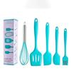 Juego de 5 piezas de silicona para hornear resistente a altas temperaturas al por mayor directo Espátula Brocha para aceite Batidor de huevos Grado alimenticio Juego de herramientas para hornear