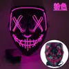 Máscara Halloween Brilhante Transfronteiriça El Luz Fria Preto Formato V Rosto Fantasma de Terror Led Festa Dança Adereços