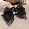 Novo grampo de cabelo de tecido com design de céu estrelado, nuvem e laço de gaze plissada, tamanho grande, para mulheres, adequado para modelar o cabelo na parte de trás da cabeça