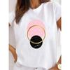 Camiseta de Talla Grande con Nuevo Patrón Geométrico Europeo y Americano Estampada Una Pieza Camiseta Base Casual con Letras Manga Corta para Mujer