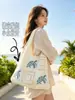 Bolso tejido de punto transfronterizo nuevo, bolso tejido hueco vintage, bolso de mano de un solo hombro, bolso de mano para mujer con tortuga marina azul, bolsa de compras