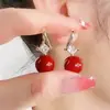 Aguja de plata 925 Perla Roja Ojo de gato festivos combinan con todo elegantes pendientes de alta calidad pendientes de borla simples adorables para mujer