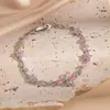 Pulseira com Pingente de Folha e Flor Transfronteiriça para Mulheres, Flor Céu Estrelado Azul, Pulseira Exquisita com Laço de Zircônia, Joia da Moda