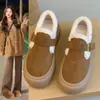Botas de Neve Versáteis da Moda Birkenstock-Style com Solado Grosso Sapatos Peludos Femininos 2024 Novos Sapatos de Inverno Super Quentes Femininos