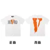 Camiseta Casual de Manga Corta Vlone Big V Carta Mariposa Calavera Esqueleto Big V para Hombre y Mujer, 260g, Exclusivamente para Ventas Transfronterizas