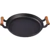 Frigideira Plana com Cabo de Madeira para Uso Doméstico, Frigideira de Ferro Fundido para Panquecas Sem Revestimento, Chapa para Fazer Panquecas, Frutas, Churrasco, Teppanyaki e Adesivos de Panqueca