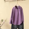 Camisa de pana de algodón puro lijada Primavera y Otoño Nueva para mujer Holgada Exterior Manga Larga Top Camisa Chaqueta Apilada Vintage
