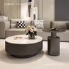Mesa de centro de luxo leve estilo italiano em pedra sinterizada para espaços pequenos, mesa de chá redonda moderna e simples de alta qualidade para sala de estar e casa