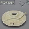 Otoño Hierba Melamina Cuadrícula Cuatro Plato de Comida Rápida Plato de Plástico para Buffet Vajilla Imitación Porcelana Comedor Plato Rectangular Dividido para Arroz