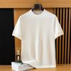Verano Delgado para Hombre Estambre Lana Pura Manga Corta Negocios Casual Camiseta de Hombre Suéter Tejido de Lana Base